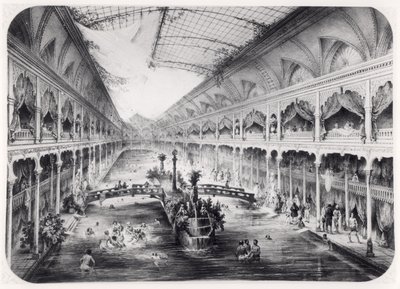 Vandgymnastiksalen på Champs-Elysees i Paris, 1847 af French School