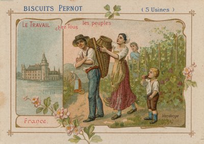 Folkets arbejde illustration på en kikse-etiket af French School