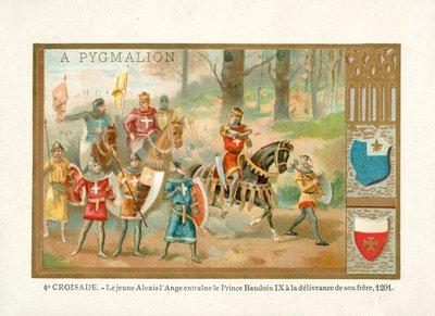 Den unge Alexios IV Angelos bringer Baldwin IX, greve af Flandern, for at befri sin bror, Fourth Crusade af French School