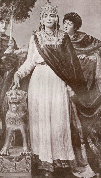 Theodora I, ca. 500 - 548. Kejserinde af det romerske byzantinske imperium og hustru til kejser Justinian I. Fra Harmsworth History of the World udgivet 1908. af French School