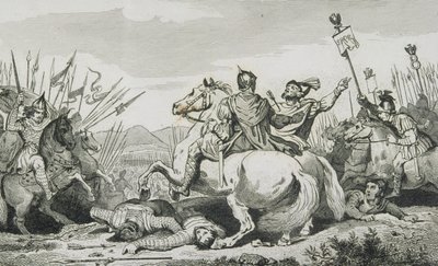Theodoric er dræbt i kamp mod Attila, nær Chalons, fra 