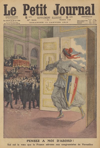 Tænk på mig først! (farve litho) af French School