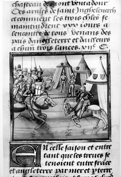 Tredive dages turnering fra Froissarts Chronicle af French School