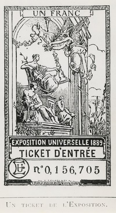 Adgangsbillet til Exposition Universelle i 1889 (litho) af French School