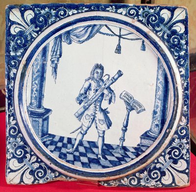 Flise forestillende en fagottist, 1706 (fajance) af French School