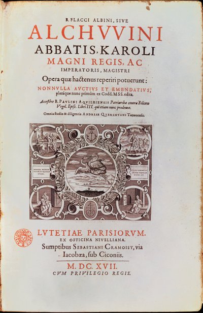 Titelblad fra abbed Charles den Store af Alcuin, udgivet i 1617 af French School