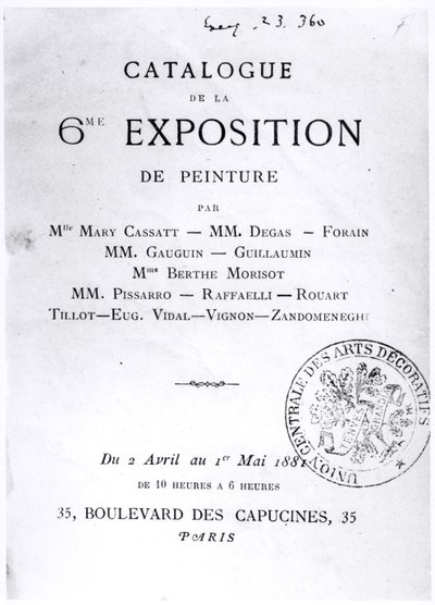 Titelside til kataloget over den 6. impressionistiske udstilling, 1881 af French School