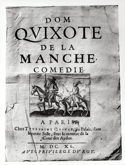 Titelseite von Don Quixote de La Manche Komödie von Guerin de Bouscal, 1640 von French School