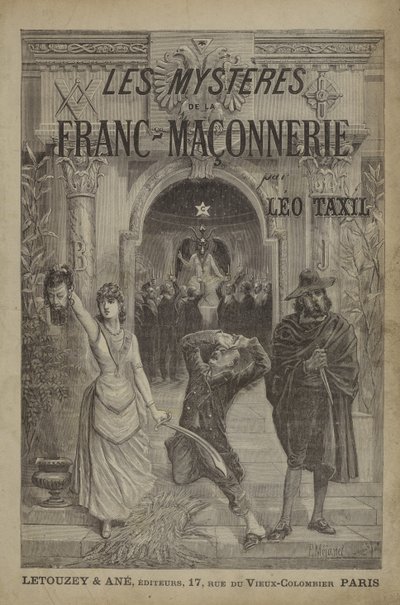 Titelsideillustration til The Mysteries of Freemasonry Unveiled (gravering) af French School