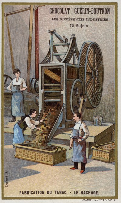 Tobaksfremstilling. At rive blade (chromolitho) af French School
