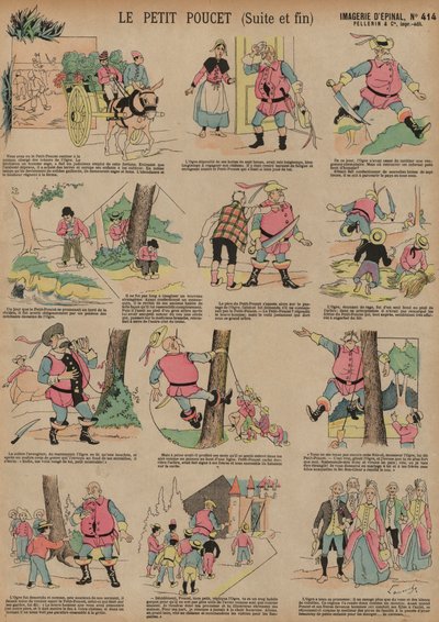 Tom Thumb (farvet gravering) af French School