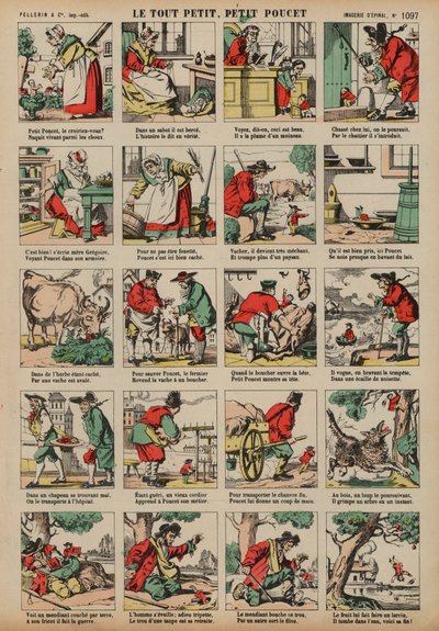 Tom Thumb (farvet gravering) af French School