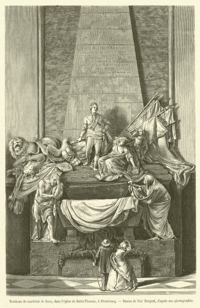 Graven af ​​marskalen af ​​Saxe, i Saint-Thomas-kirken, i Strasbourg (gravering) af French School