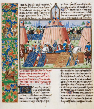 Turnering, fra Froissarts Chronicle, Vol. IV, slutningen af det 15. århundrede (vellum) af French School