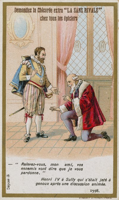 Handelskort, der viser svaret fra kong Henrik IV af Frankrig til hertugen af Sully af French School