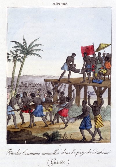 Traditionel festival i Guinea - gravering af French School