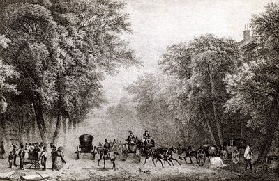 Trafik i Paris, Frankrig, i det 19. århundrede, omkring 1830 af French School