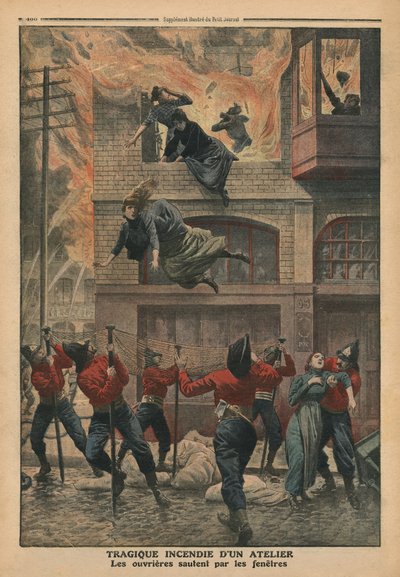 Tragisk brand i et værksted i Newark, New Jersey, illustration fra 
