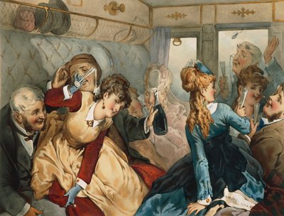 Fornøjelsens tog, illustration til Madame Telliers hus, af Guy de Maupassant (1850-1893) af French School