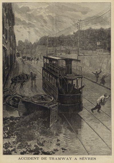 Sporvognsulykke i Sevres, Frankrig, 1897 af French School