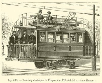 Elektrisk sporvej fra Elektricitetsudstillingen, Siemens-system (gravering) af French School