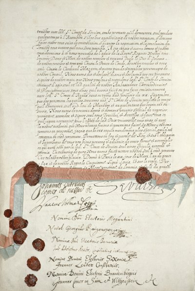 Traktaten om Westfalen, underskrevet i Munster, 24. oktober 1648 (se 211403) af French School