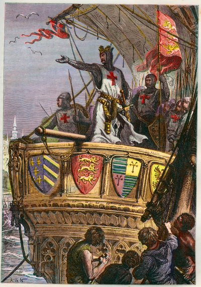 Tres Sainte Terre, jeg vil anbefale dig til den Almægtiges varetægt - Tredje korstog: Richard I Lions hjerte (1157-1199) da Crusade pour la terre Sainte af French School