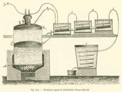 Tredje destillationsapparat af Isaac Berard (gravering) af French School