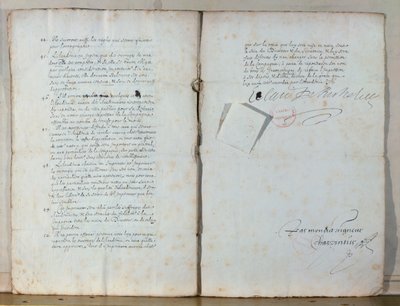To sider fra det franske akademis vedtægter, 1635 (blæk på papir) (se også 179947) af French School