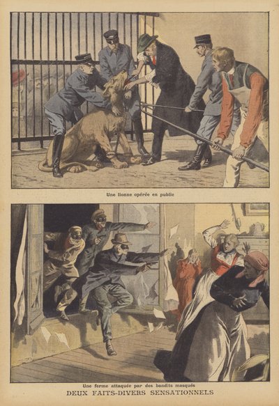 To sensationelle nyheder (farvelitografi) af French School