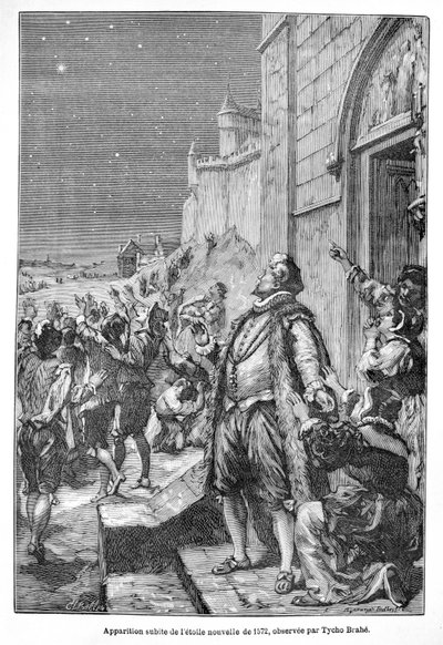 Tycho Brahe ser en ny stjerne (gravering) af French School
