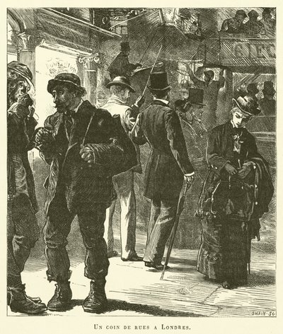 Et gadehjørne i London (gravering) af French School