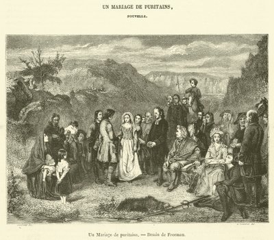 Et puritansk bryllup (gravering) af French School