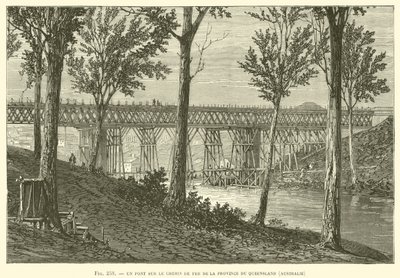 En bro på Queensland Province Railway, Australien (gravering) af French School