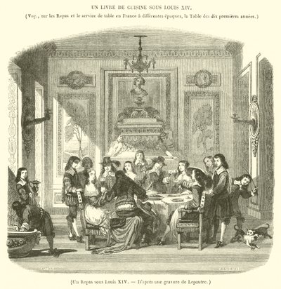 Et måltid under Ludvig XIV (gravering) af French School