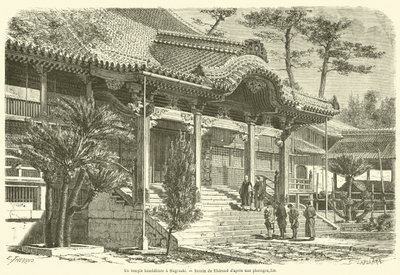 Et buddhistisk tempel i Nagasaki (gravering) af French School