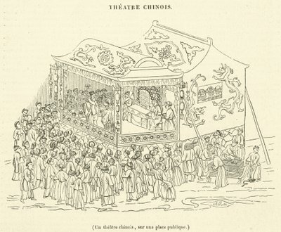 Et kinesisk teater på en offentlig plads (gravering) af French School