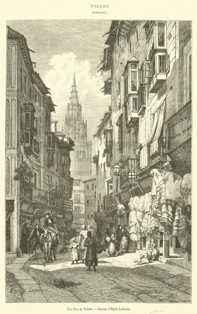 En gade i Toledo (gravering) af French School