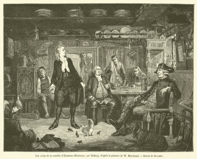 En scene fra komedien af ​​Erasmus Montanus (gravering) af French School