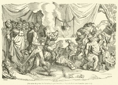 Une scene du poeme des Niebelungen (kobberstik) af French School