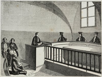 Une disse på juraskolen i Paris - Indgravering i "Tableau-de-Paris" af Edmond Texier 1852 af French School