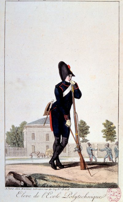 Uniform: elev af Polyteknisk Skole i 1800-tallet. Tryk af det 19. århundrede. Paris, Musée Carnavalet af French School