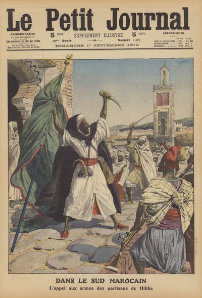Opstand i det sydlige Marokko (farve litho) af French School