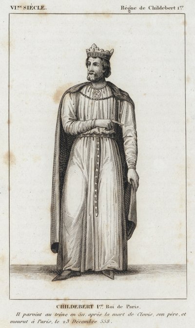 VI Century, Reign of Childebert I, Childebert I, King of Paris (gravering) af French School