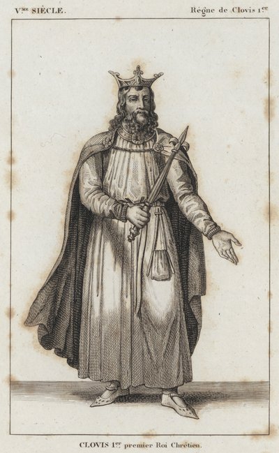 V Century, Reign of Clovis I, Clovis I, første kristne konge (gravering) af French School
