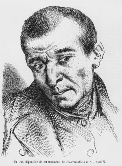 Vautrin arresteret og identificeret, illustration fra Splendeurs et Miseres des Courtisanes af Honore de Balzac, udgivet 1867 af French School
