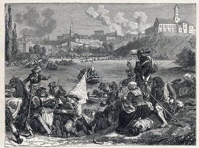 Vendee-krigen (1793-1796): Venderne, besejret i slaget ved Cholet, vendte tilbage til Loire den 18. oktober af French School