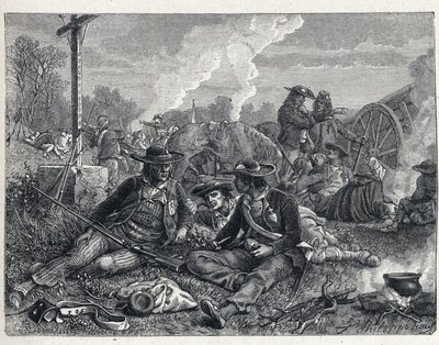 Vendee Wars (1793-1796): lejring af vendean-oprør. af French School