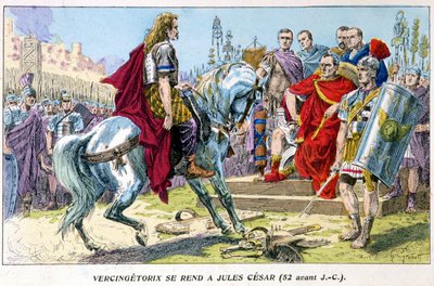 Vercingetorix går til Julius Cæsar (52 f.Kr.) af French School