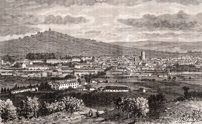 Vesoul - kommune i Grand Est i Frankrig, præfektur i departementet Haute-Saone i regionen Bourgogne-Franche-Comte - gravering i "Frankrig illustree: geografi, historie, statistisk administration" af V.-A. Malt-brun. 1884 af French School